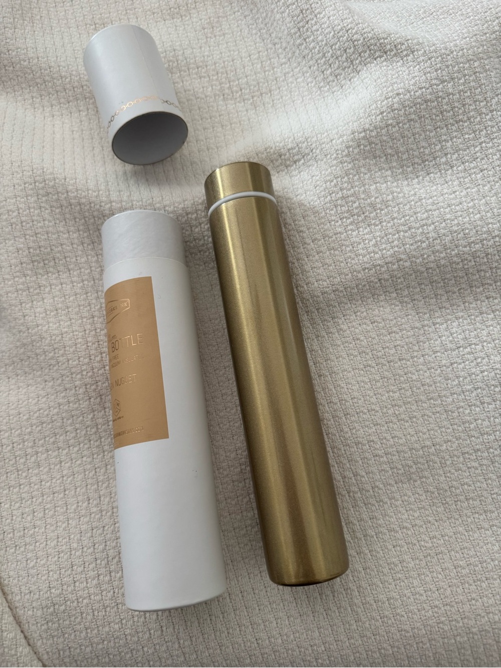 DW Home White and Gold Cylinder Accent Bottle